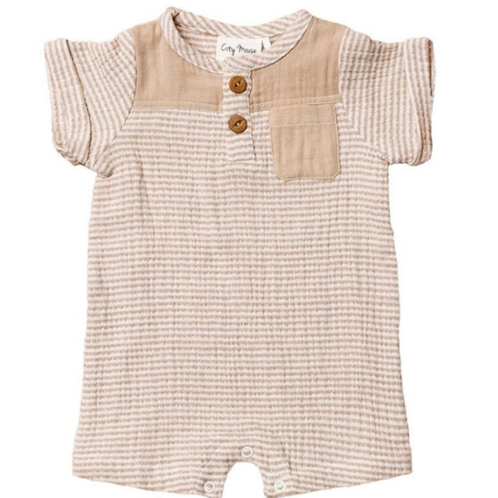 City Mouse Sesame Pocket Romper (6-9 months)